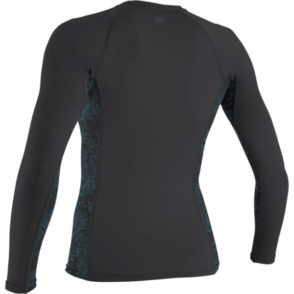 2026 O'Neill Womens Hyperfreak Skins Long Sleeve Rash Vest 5695 - Tempered Steel / Shaded Island Sky